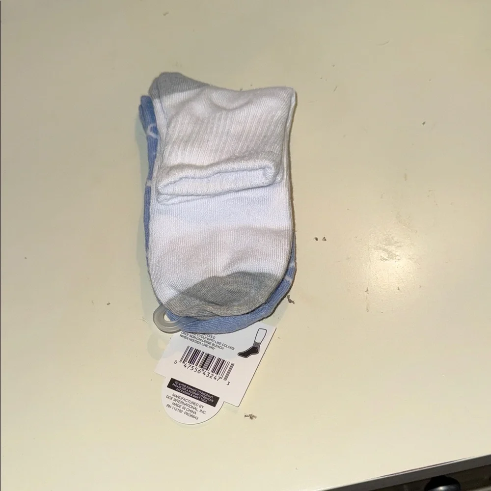 Women’s  No-Show Sock Set in White and Light Blue